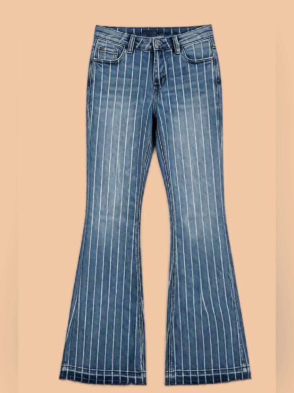 Rock & Roll Cowgirl Blue Pinstripe Straight Leg Jeans